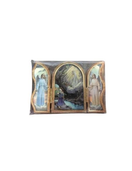 Triptico Madera Oro 6X9Cm Lourdes