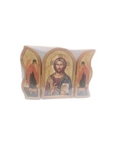 Triptico Madera Oro 6X9Cm Icono Cristo Libro