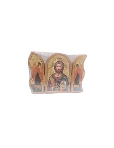 Triptico Madera Oro 6X9Cm Icono Cristo Libro