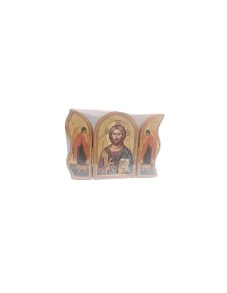 Triptico Madera Oro 6X9Cm Icono Cristo Libro