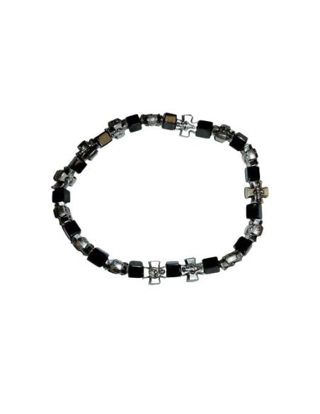 Brazalete Cubos Hematite Cruces Milagrosa