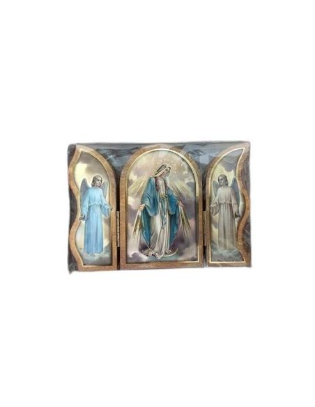 Triptico Madera Oro 6X9Cm Milagrosa