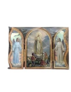 Triptico Madera Oro 6X9Cm Fatima