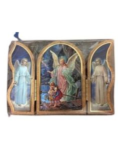 Triptico Madera Oro 6X9Cm Angel Guarda S/Puente