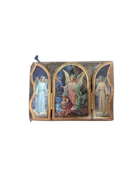 Triptico Madera Oro 6X9Cm Angel Guarda S/Puente