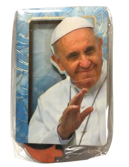 Repie Bidimen. Iman Madera Oro 4X6Cm Papa Francisco