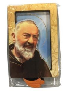 Repie Bidimen. Iman Madera  Oro 4X6Cm Padre Pio***