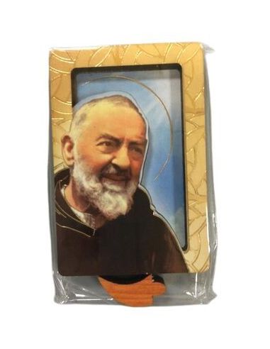 Repie Bidimen. Iman Madera  Oro 4X6Cm Padre Pio***