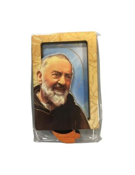 Repie Bidimen. Iman Madera  Oro 4X6Cm Padre Pio***