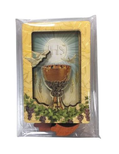Repie Bidimen. Iman Madera  Oro 4X6Cm Comunion Caliz/Paloma***