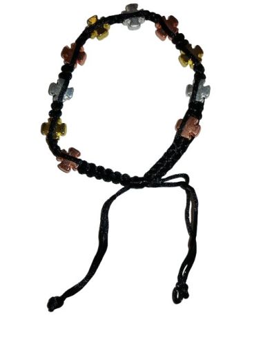Brazalete Cuerda Metal Cruces Tres Colores
