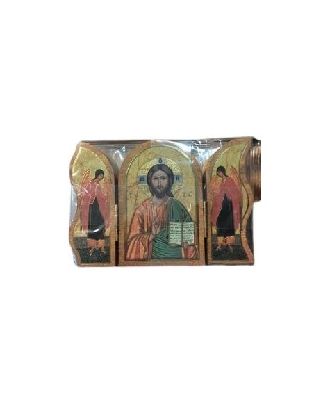 Triptico Madera Oro 6X9Cm Pantocrator