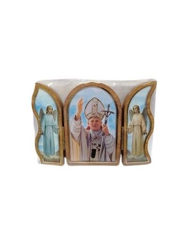 Triptico Madera Oro 6X9Cm Juan Pablo Ii