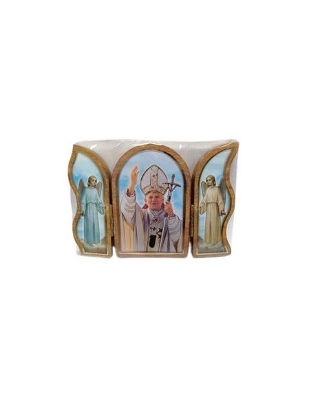 Triptico Madera Oro 6X9Cm Juan Pablo Ii