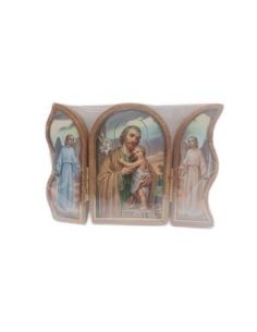 Triptico Madera Oro 6X9Cm San Jose