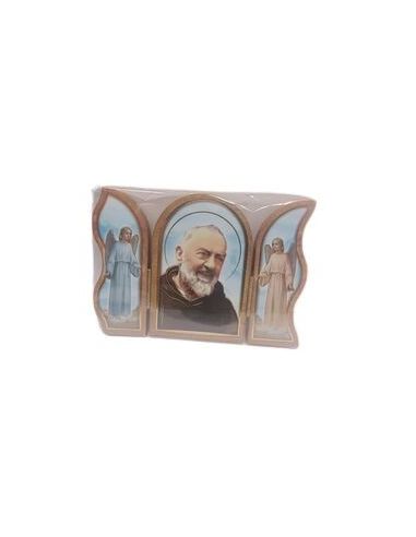 Triptico Madera Oro 6X9Cm Padre Pio