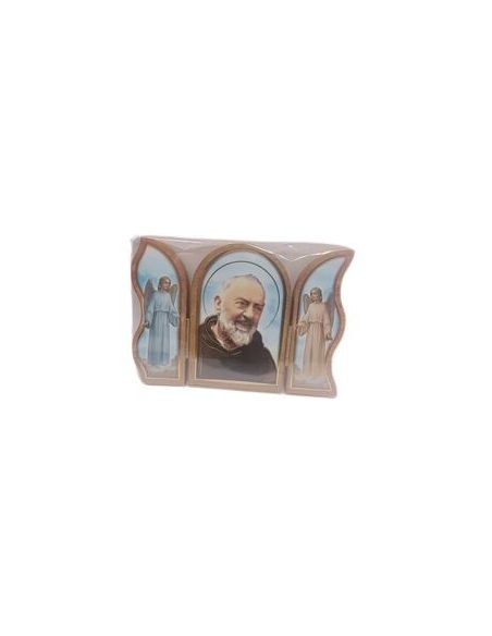 Triptico Madera Oro 6X9Cm Padre Pio