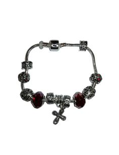 Brazalete Pandora Metal Cristal Rubi