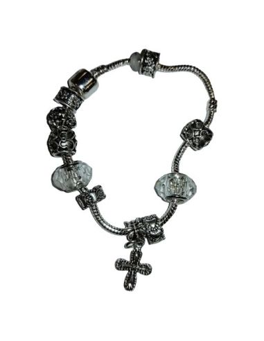 Brazalete Pandora Metal Cristal Transparente