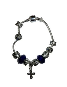 Brazalete Pandora Metal Cristal Azul
