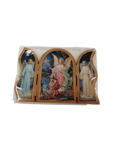 Triptico Madera Oro 19X13,5Cm Angel Guarda S/Puente