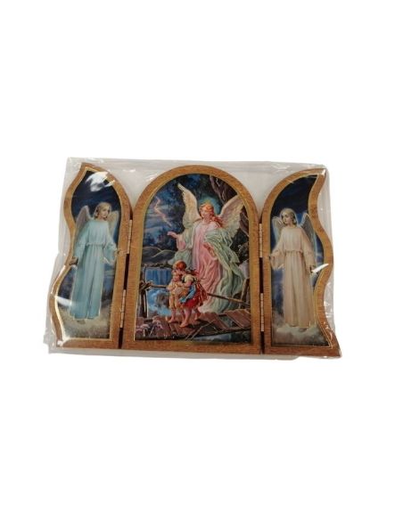 Triptico Madera Oro 19X13,5Cm Angel Guarda S/Puente