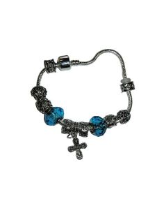 Brazalete Pandora Metal Cristal Turquesa