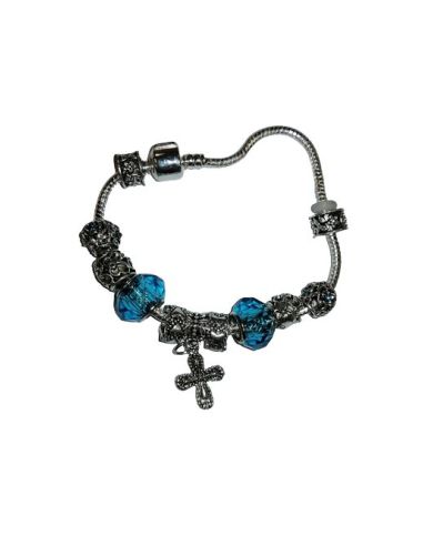 Brazalete Pandora Metal Cristal Turquesa