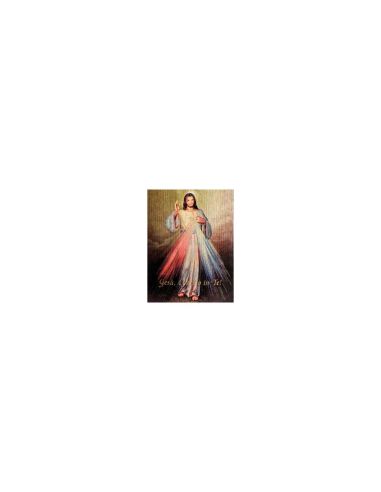 Tabla Madera Oro 18,5X25Cm Jesus Misericordioso En Español