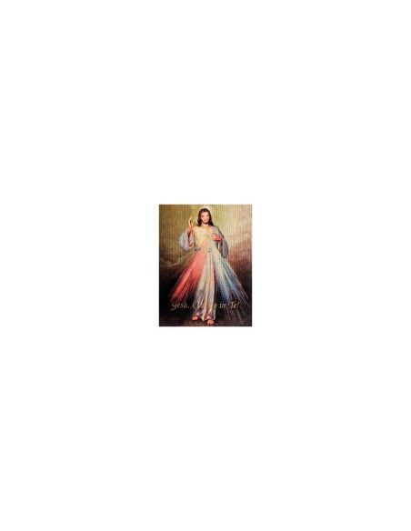 Tabla Madera Oro 18,5X25Cm Jesus Misericordioso En Español