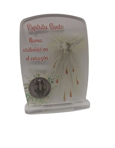 Repie Medalla Metal Metracrilato 8,5X11,5Cm Espiritu Santo