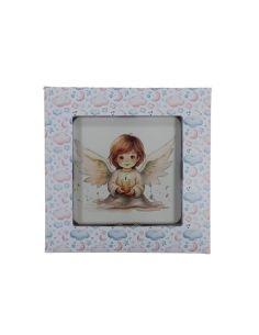 Repie Madera Relieve 10X10 C/Caja Angel Con Vela
