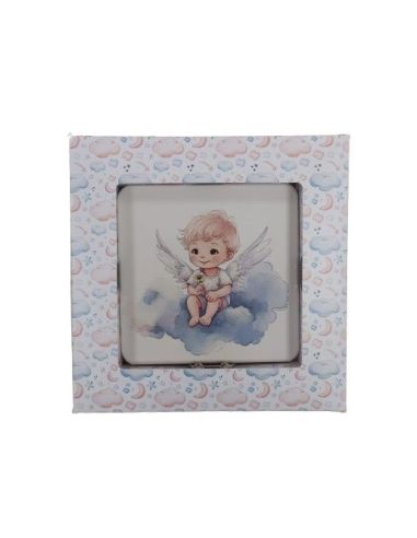 Repie Madera Relieve 10X10 C/Caja Angel Con Flor