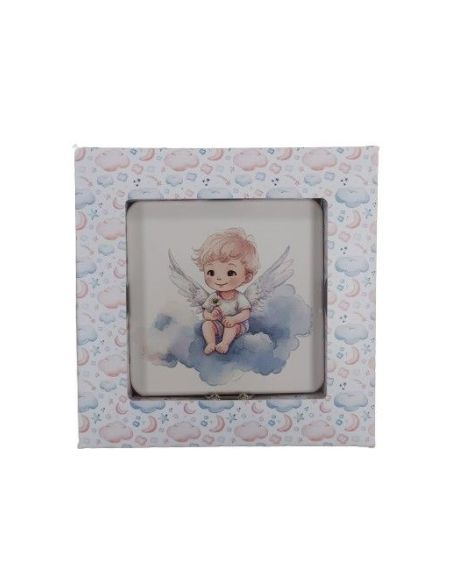 Repie Madera Relieve 10X10 C/Caja Angel Con Flor
