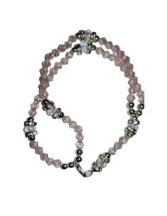 Pulsera Doble Cristal Metal Rombos Rosa