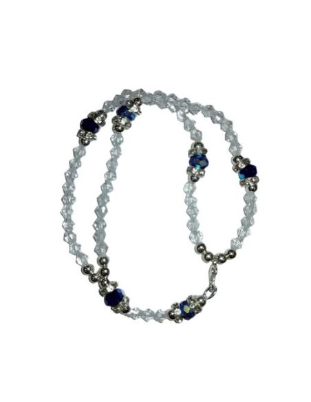 Pulsera Doble Cristal Metal Rombos Transparente