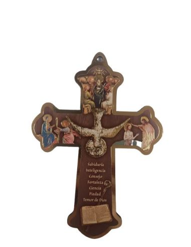 Cruz Confirmacion Madera Oro 13Cm