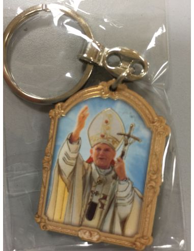 Llavero Madera Oro 7X9X0,5Cm Juan Pablo Ii Blanco|Libreriasalesiana