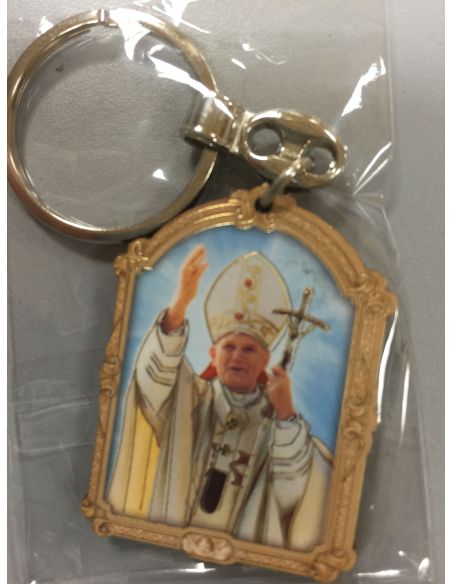Llavero Madera Oro 7X9X0,5Cm Juan Pablo Ii Blanco|Libreriasalesiana