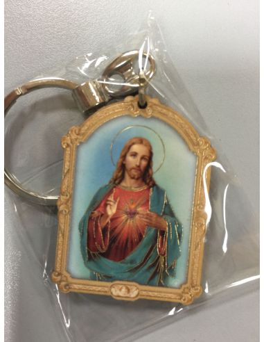 Llavero Madera Oro 7X9X0,5Cm Corazon De Jesus Nº39