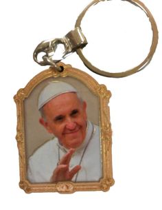 Llavero Madera Oro 7X9X0,5Cm Papa Francisco