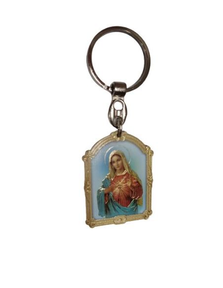 Llavero Madera Oro 7X9X0,5Cm Corazon De Maria|Libreriasalesiana