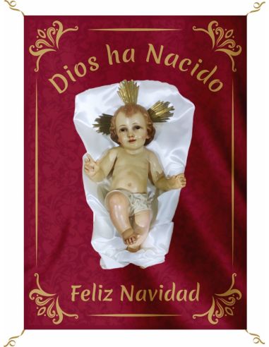 Balconera Niño Jesus Feliz Navidad 70X100 225Grs.