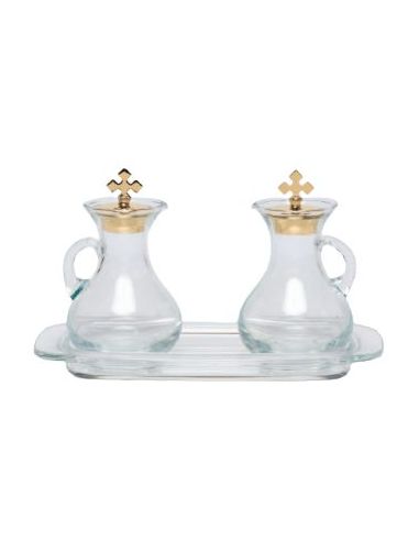 1500 Vinajeras Su Vassoio En Cristal 20X9.5 Cm.  100 C.C.