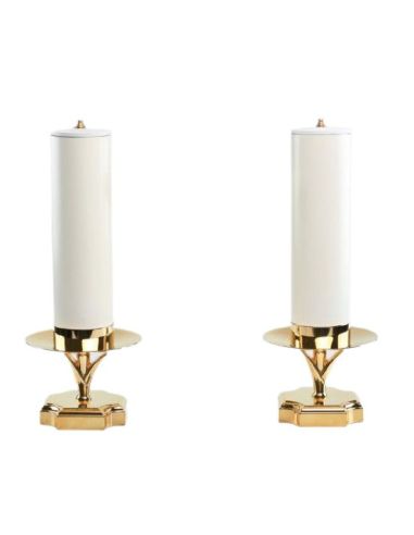 1571 Juego 2  Candelabros C/ Cartucho Coploeto (Vela 8X25 Cm.)