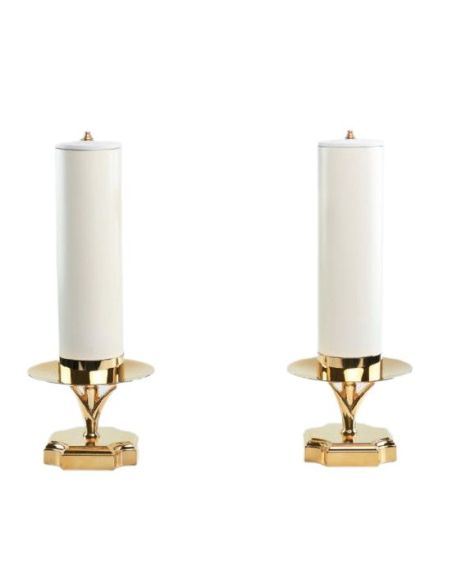 1571 Juego 2  Candelabros C/ Cartucho Coploeto (Vela 8X25 Cm.)