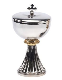 1878 Copón Pisside S. Germano Nichelata Interno Oro 8X15 Cm
