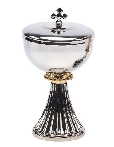 1878 Copón Pisside S. Germano Nichelata Interno Oro 8X15 Cm