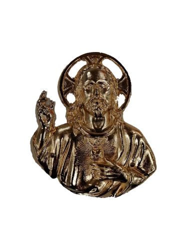 Placa Dorada Puerta Sagrado Corazon 7Cm Bendiciendo|Libreriasalesiana