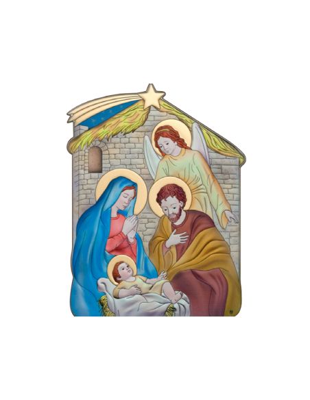 Nacimiento Cuadro Aluminio Pvd Color 10X14Cm Portal Angel